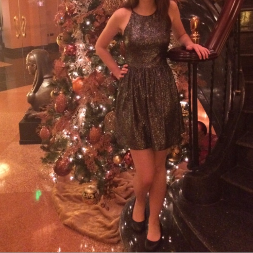 AQUA Sparkly Skater Dress
